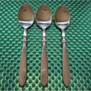 Cambridge TOWNHOUSE Soup Spoons Set Lot of 3 SATIN Stainless Bistro Style VTG